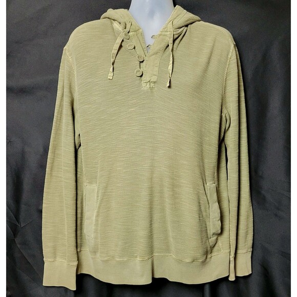 Fossil Y2K Mens Knit Hoodie Henley w Pockets Surfer Boarder Green Size L HTF VGC - Picture 12 of 16